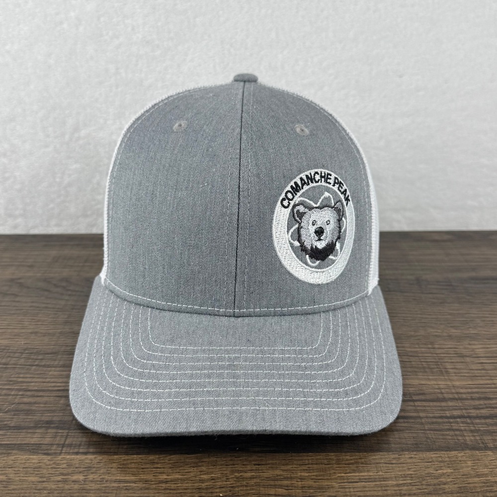 Richardson Comanche Peak Bear Patch Trucker Hat Gray White‎ Mesh Snapback